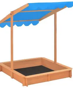 vidaXL Sandbox with Adjustable Roof Fir Wood Blue UV50