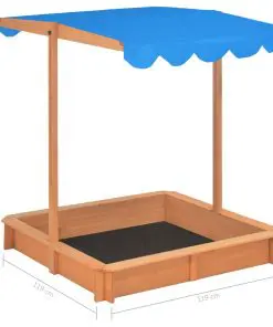 vidaXL Sandbox with Adjustable Roof Fir Wood Blue UV50