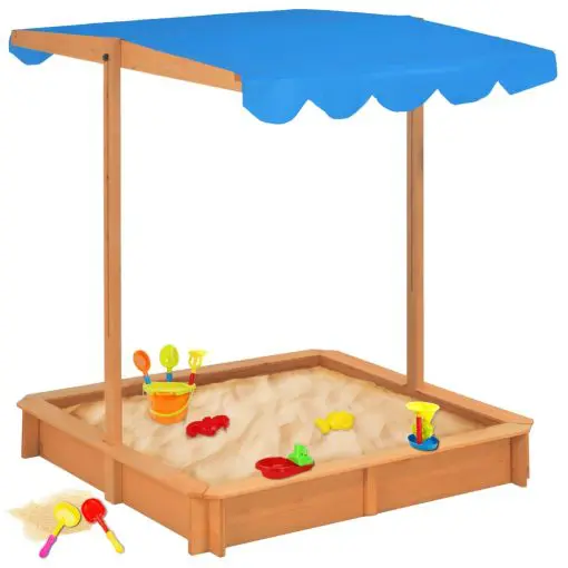 vidaXL Sandbox with Adjustable Roof Fir Wood Blue UV50