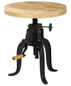 vidaXL Side Table 45x(45-62) cm Solid Mango Wood and Cast Iron