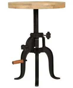 vidaXL Side Table 45x(45-62) cm Solid Mango Wood and Cast Iron