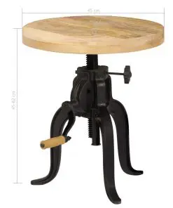 vidaXL Side Table 45x(45-62) cm Solid Mango Wood and Cast Iron
