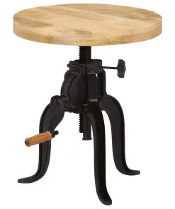 vidaXL Side Table 45x(45-62) cm Solid Mango Wood and Cast Iron