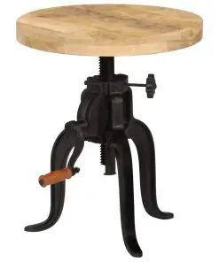 vidaXL Side Table 45x(45-62) cm Solid Mango Wood and Cast Iron