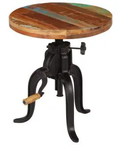 vidaXL Side Table 45x(45-62) cm Solid Reclaimed Wood and Cast Iron