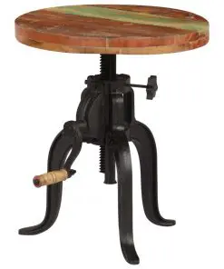vidaXL Side Table 45x(45-62) cm Solid Reclaimed Wood and Cast Iron