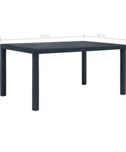 vidaXL Garden Table Anthracite 150x90x72 cm Plastic Rattan Look