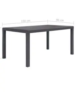 vidaXL Garden Table Brown 150x90x72 cm Plastic Rattan Look