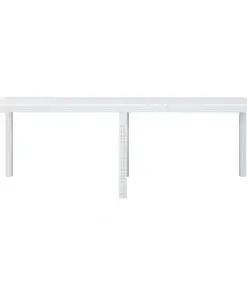vidaXL Garden Table White 220x90x72 cm Plastic Rattan Look
