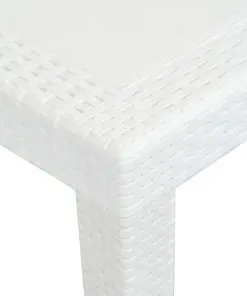 vidaXL Garden Table White 220x90x72 cm Plastic Rattan Look