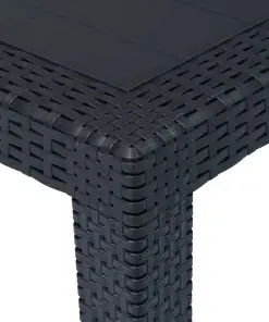 vidaXL Garden Table Anthracite 220x90x72 cm Plastic Rattan Look