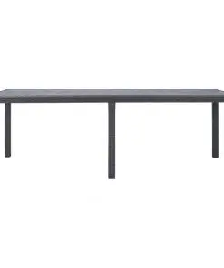 vidaXL Garden Table Brown 220x90x72 cm Plastic Rattan Look