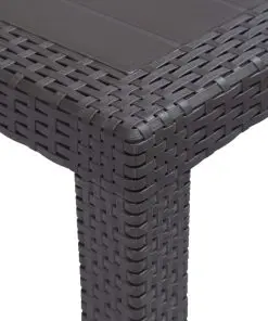 vidaXL Garden Table Brown 220x90x72 cm Plastic Rattan Look