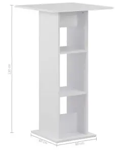 vidaXL Bar Table White 60x60x110 cm