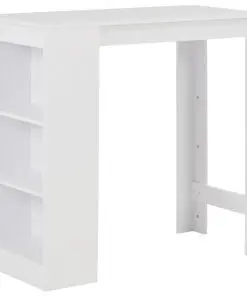 vidaXL Bar Table with Shelf White 110x50x103 cm