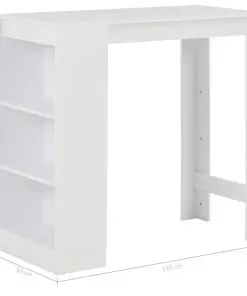 vidaXL Bar Table with Shelf White 110x50x103 cm