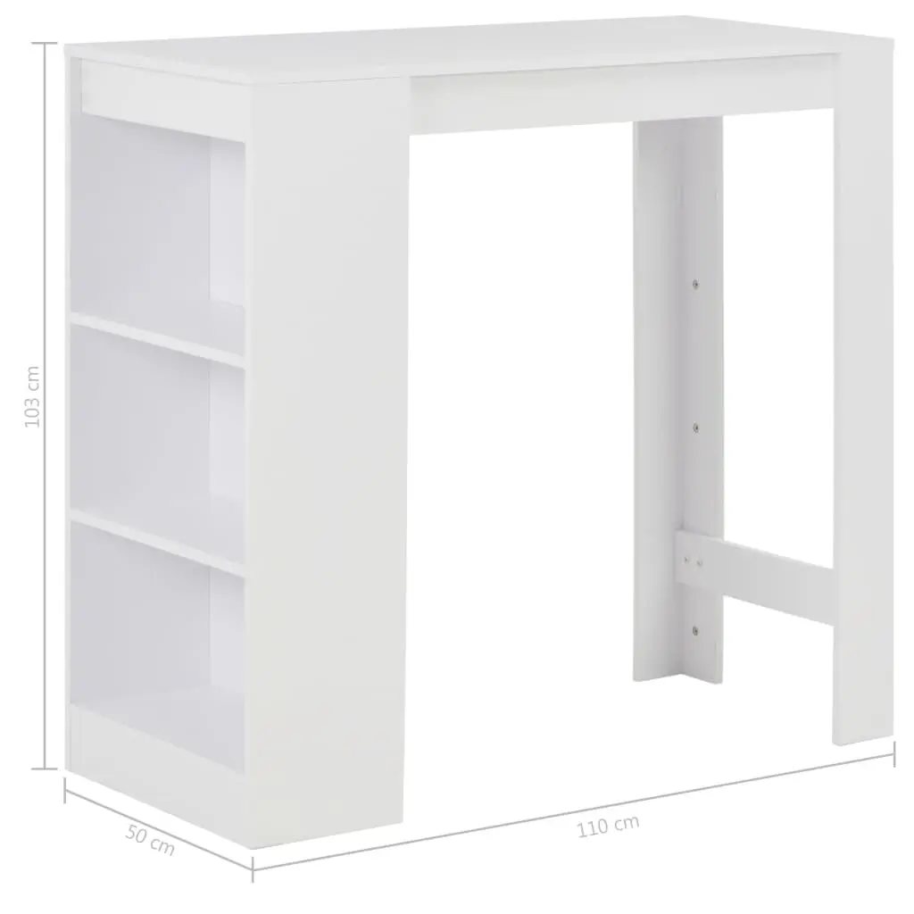 vidaXL Bar Table with Shelf White 110x50x103 cm