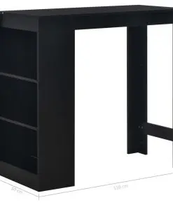 vidaXL Bar Table with Shelf Black 110x50x103 cm
