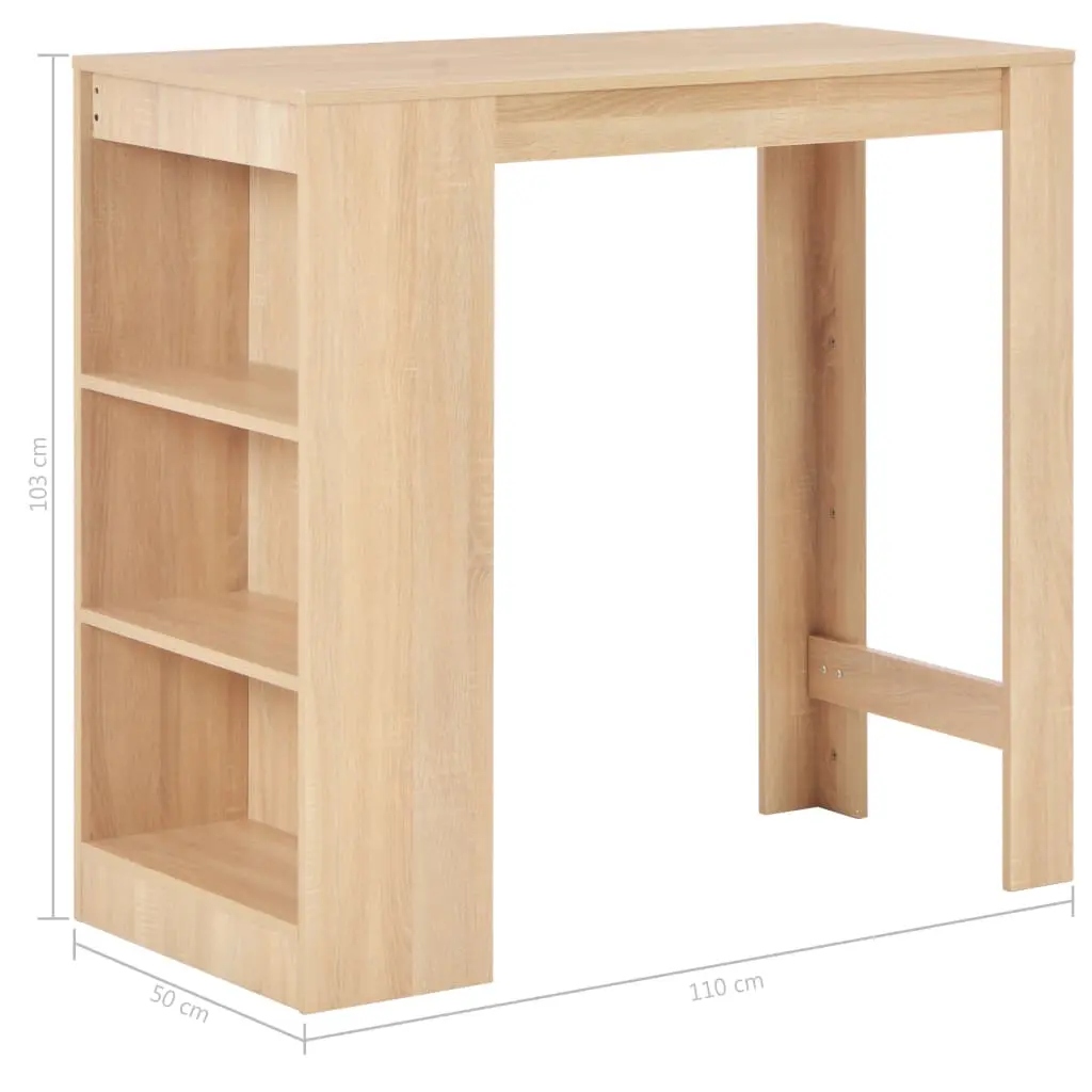 vidaXL Bar Table with Shelf Oak 110x50x103 cm