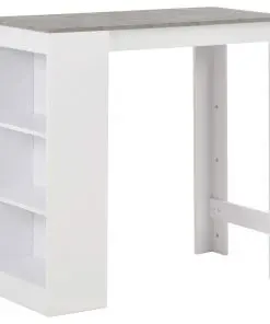 vidaXL Bar Table with Shelf White 110x50x103 cm