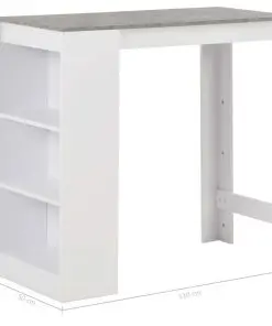 vidaXL Bar Table with Shelf White 110x50x103 cm