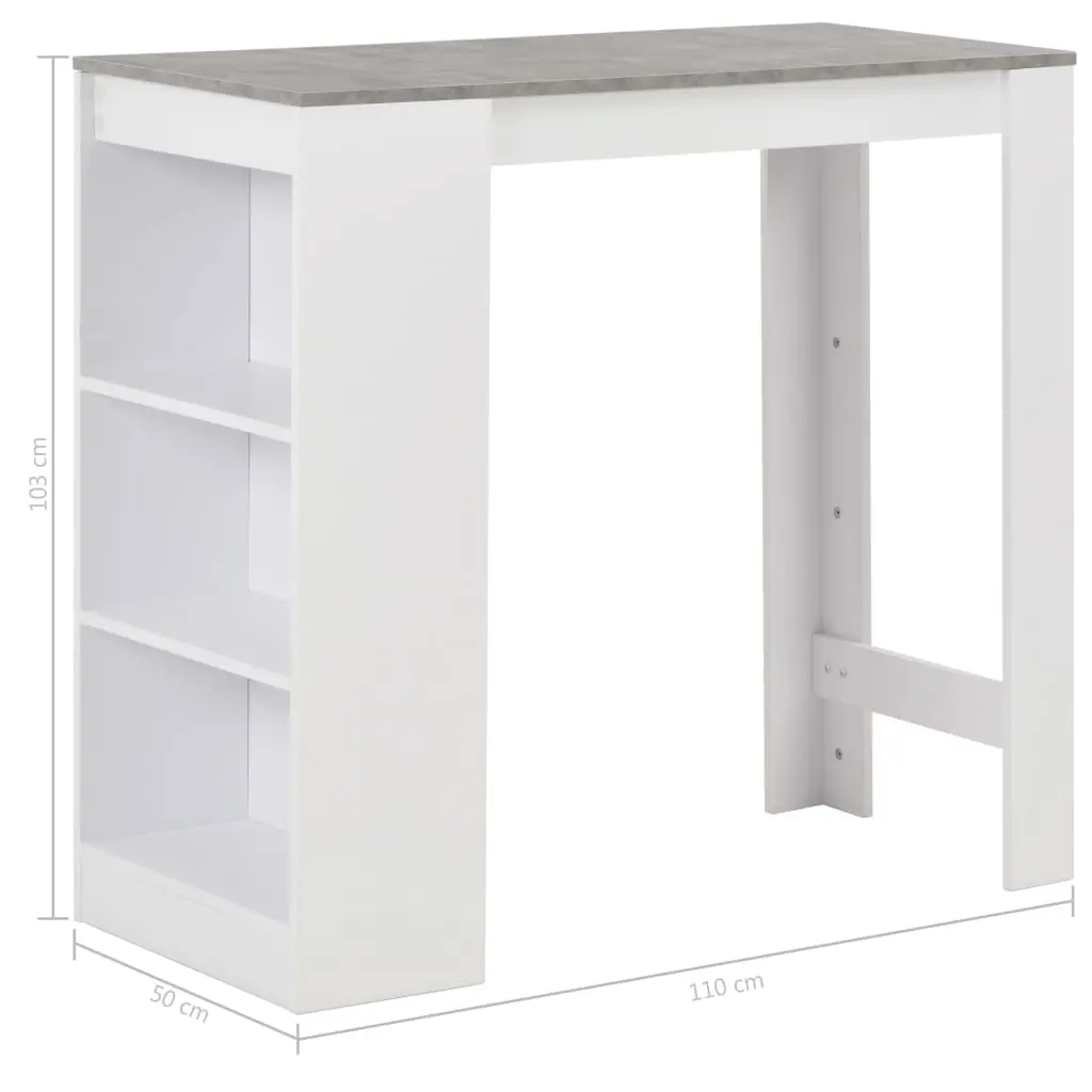 vidaXL Bar Table with Shelf White 110x50x103 cm