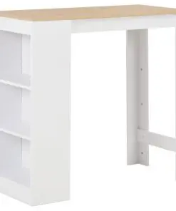 vidaXL Bar Table with Shelf White 110x50x103 cm