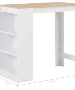 vidaXL Bar Table with Shelf White 110x50x103 cm