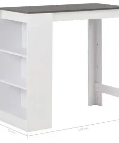 vidaXL Bar Table with Shelf White 110x50x103 cm