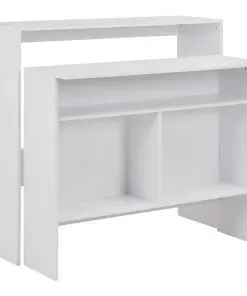 vidaXL Bar Table with 2 Table Tops White 130x40x120 cm