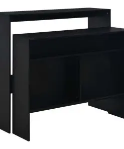 vidaXL Bar Table with 2 Table Tops Black 130x40x120 cm