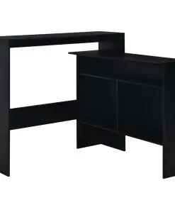 vidaXL Bar Table with 2 Table Tops Black 130x40x120 cm