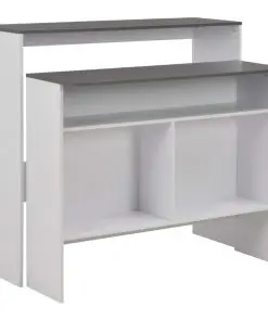 vidaXL Bar Table with 2 Table Tops White and Grey 130x40x120 cm