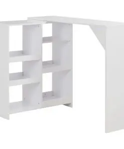vidaXL Bar Table with Moveable Shelf White 138x40x120 cm