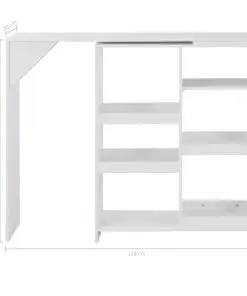 vidaXL Bar Table with Moveable Shelf White 138x40x120 cm