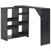 vidaXL Bar Table with Moveable Shelf Black 138x40x120 cm