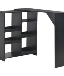 vidaXL Bar Table with Moveable Shelf Black 138x40x120 cm