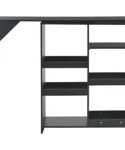 vidaXL Bar Table with Moveable Shelf Black 138x40x120 cm