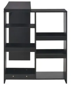 vidaXL Bar Table with Moveable Shelf Black 138x40x120 cm