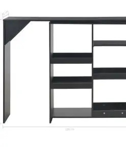 vidaXL Bar Table with Moveable Shelf Black 138x40x120 cm