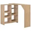 vidaXL Bar Table with Moveable Shelf Oak 138x40x120 cm