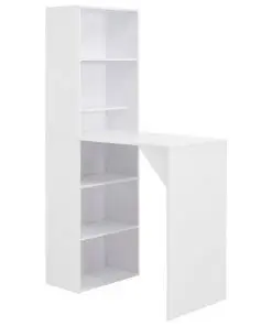 vidaXL Bar Table with Cabinet White 115x59x200 cm