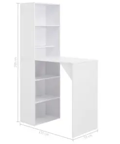 vidaXL Bar Table with Cabinet White 115x59x200 cm