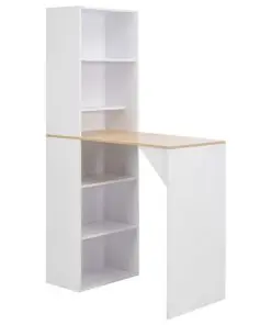 vidaXL Bar Table with Cabinet White 115x59x200 cm
