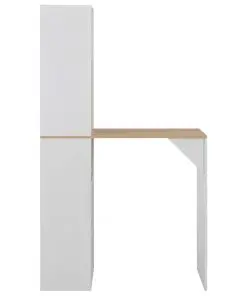 vidaXL Bar Table with Cabinet White 115x59x200 cm