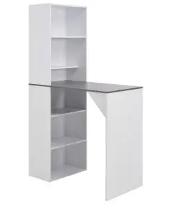 vidaXL Bar Table with Cabinet White 115x59x200 cm