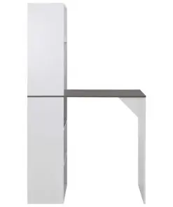 vidaXL Bar Table with Cabinet White 115x59x200 cm