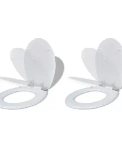 vidaXL Toilet Seats with Soft Close Lids 2 pcs MDF White