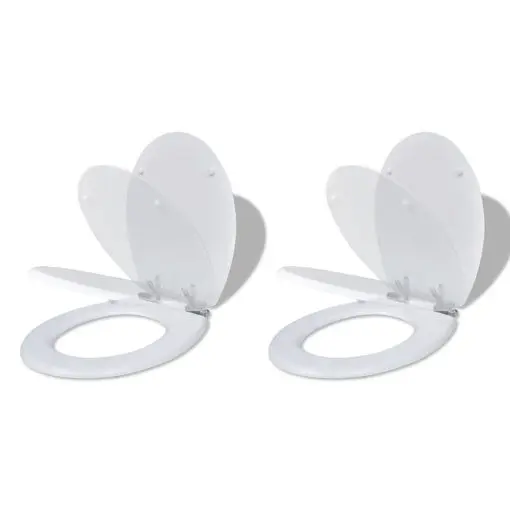 vidaXL Toilet Seats with Soft Close Lids 2 pcs MDF White