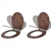 vidaXL Toilet Seats with Soft Close Lids 2 pcs MDF Brown vidaXL Toilet Seats with Soft Close Lids 2 pcs MDF Brown